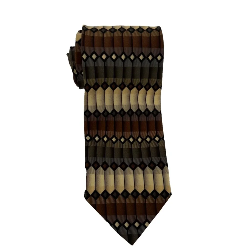 Giorgio Brutini Collezione 100% Silk Tie - Brown Necktie - Retro 80's - 90's